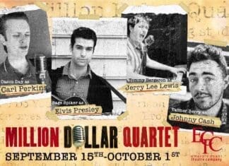 Emerald Coast Theatre Company Presents Million Dollar Quartet Stylized Logo Dates And Names